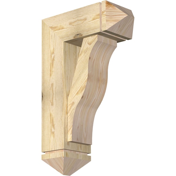 Ekena Millwork Funston Arts and Crafts Rough Sawn Bracket w/ Offset Brace, Douglas Fir, 8"W x 20"D x 32"H BKT0806X20X32FST03RDF - main